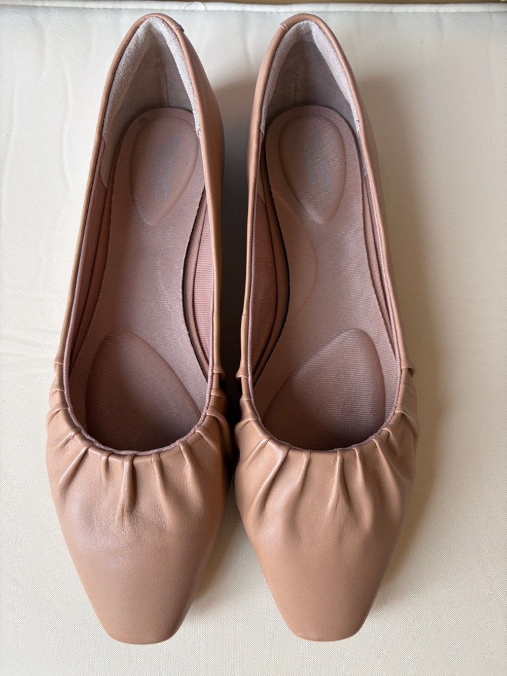 Rockport Women's Nude/Tan Ruched Square-Toe Ballet Flats